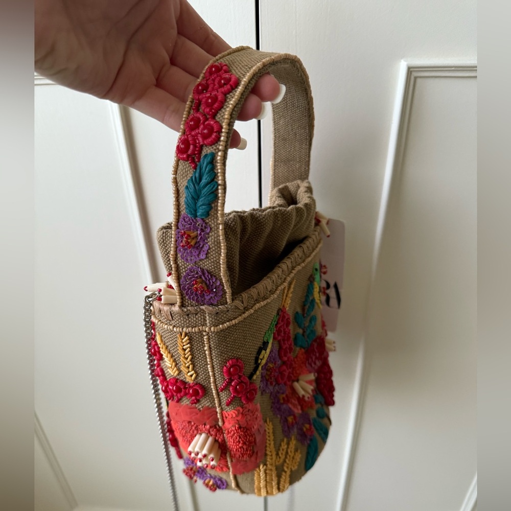 NWT ZARA BEADED BASKET BAG - Picture 10 of 16